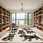 Charming Black and Tan Terrier Illustration Rug