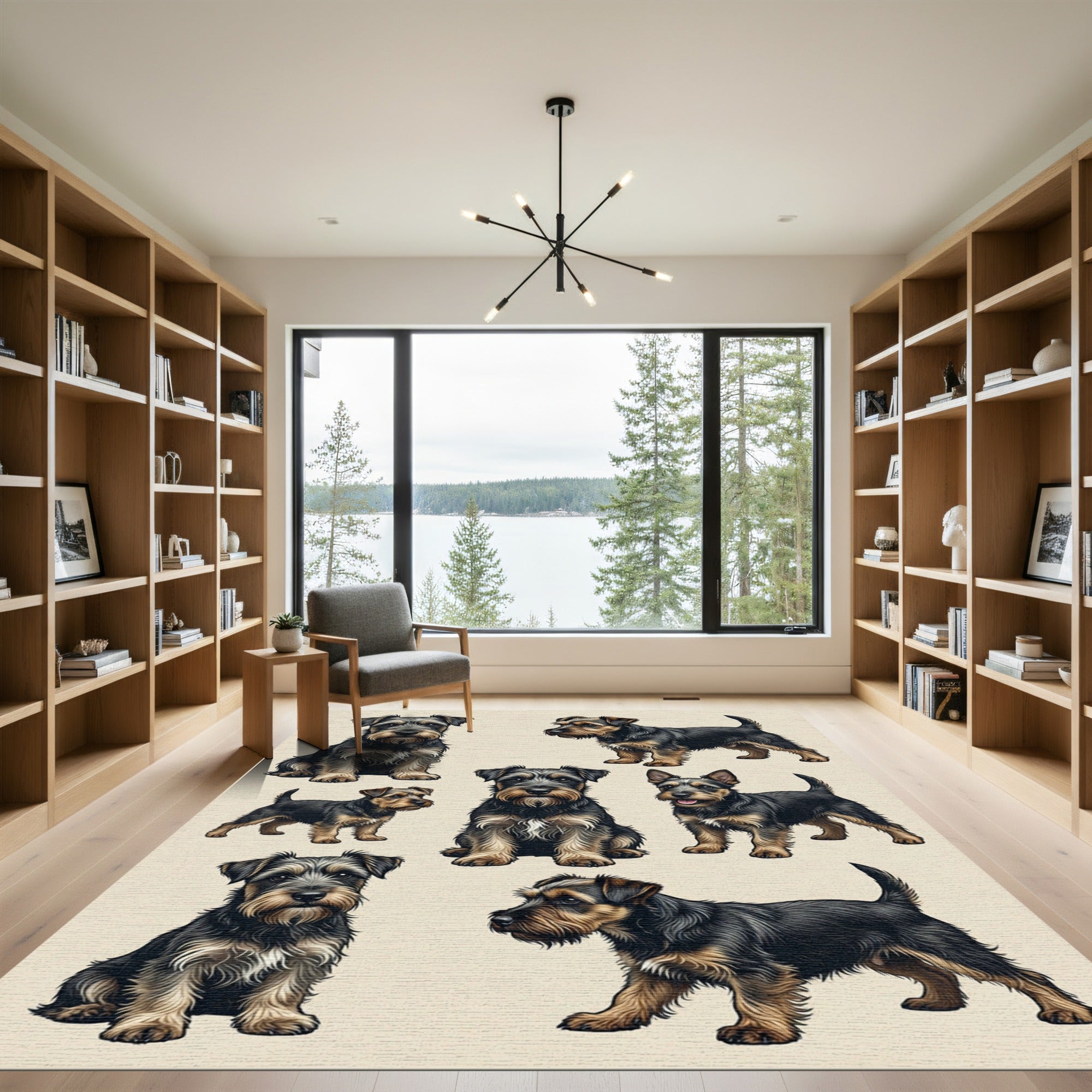 Charming Black and Tan Terrier Illustration Rug