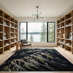 Jagged Mountain Peaks Over Gray Landscape Rug