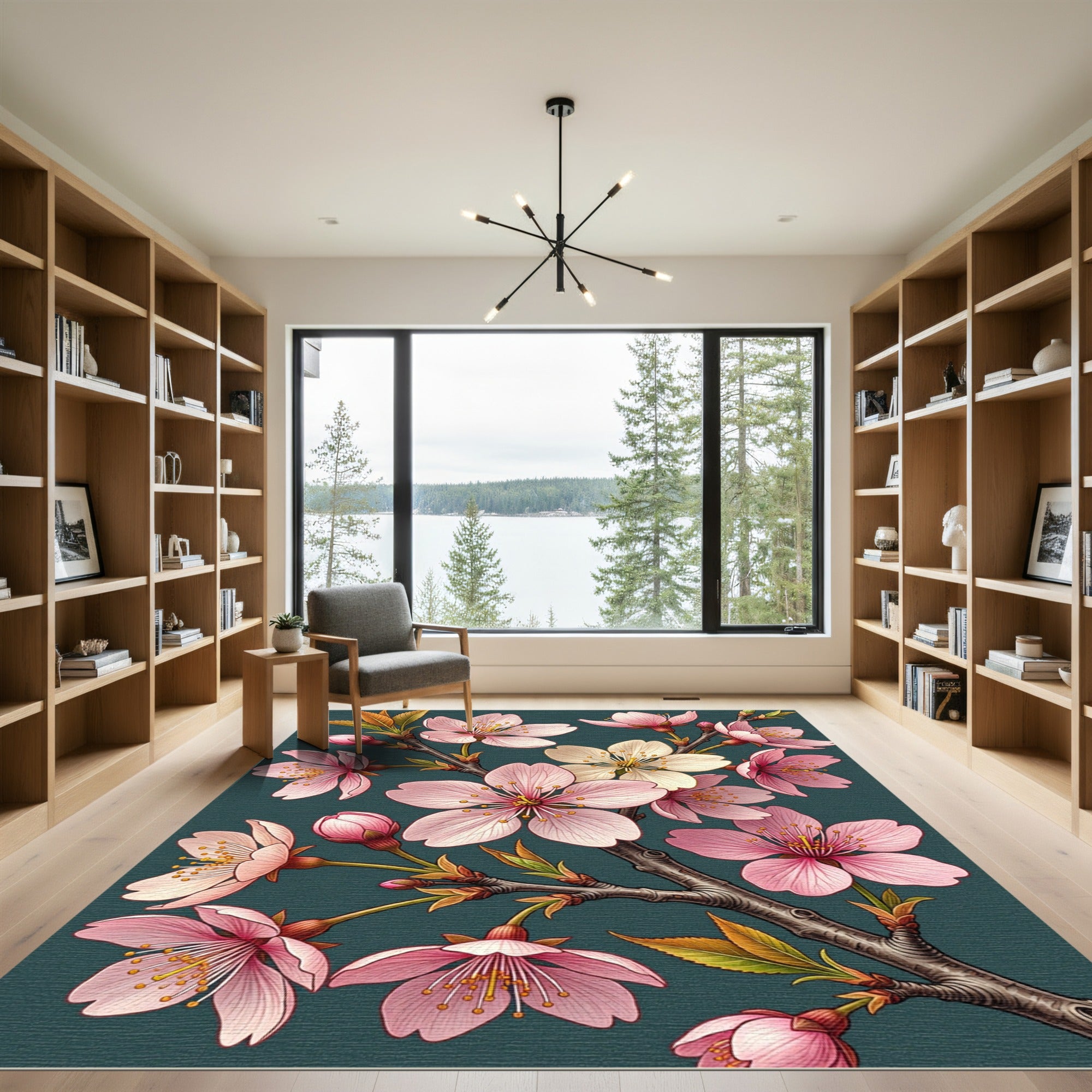 Pink Cherry Blossom Branch Bloom Rug