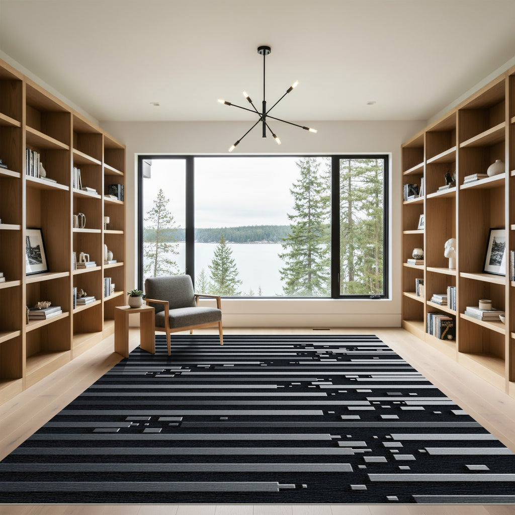 Gray Linear Abstract Composition Rug