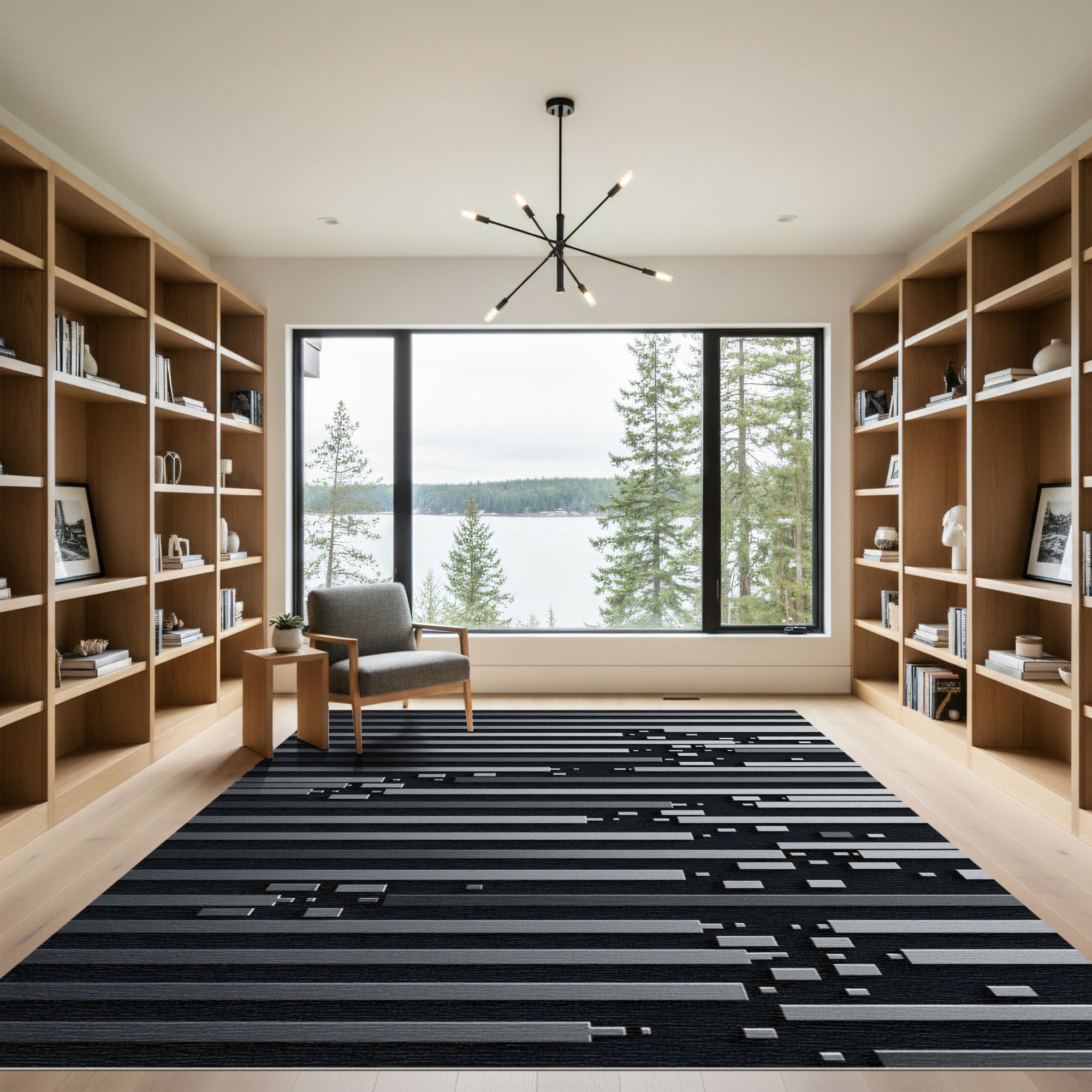 Gray Linear Abstract Composition Rug