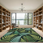 Lush Green Fern Forest Background Rug