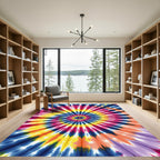Vibrant Psychedelic Tie Dye Sunburst Rug