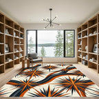 Retro Orange and Charcoal Starry Wave Rug