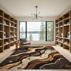 Earthy Rock Layers Abstract Flow Rug