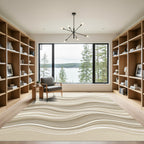 Neutral Beige Abstract Wave Rug