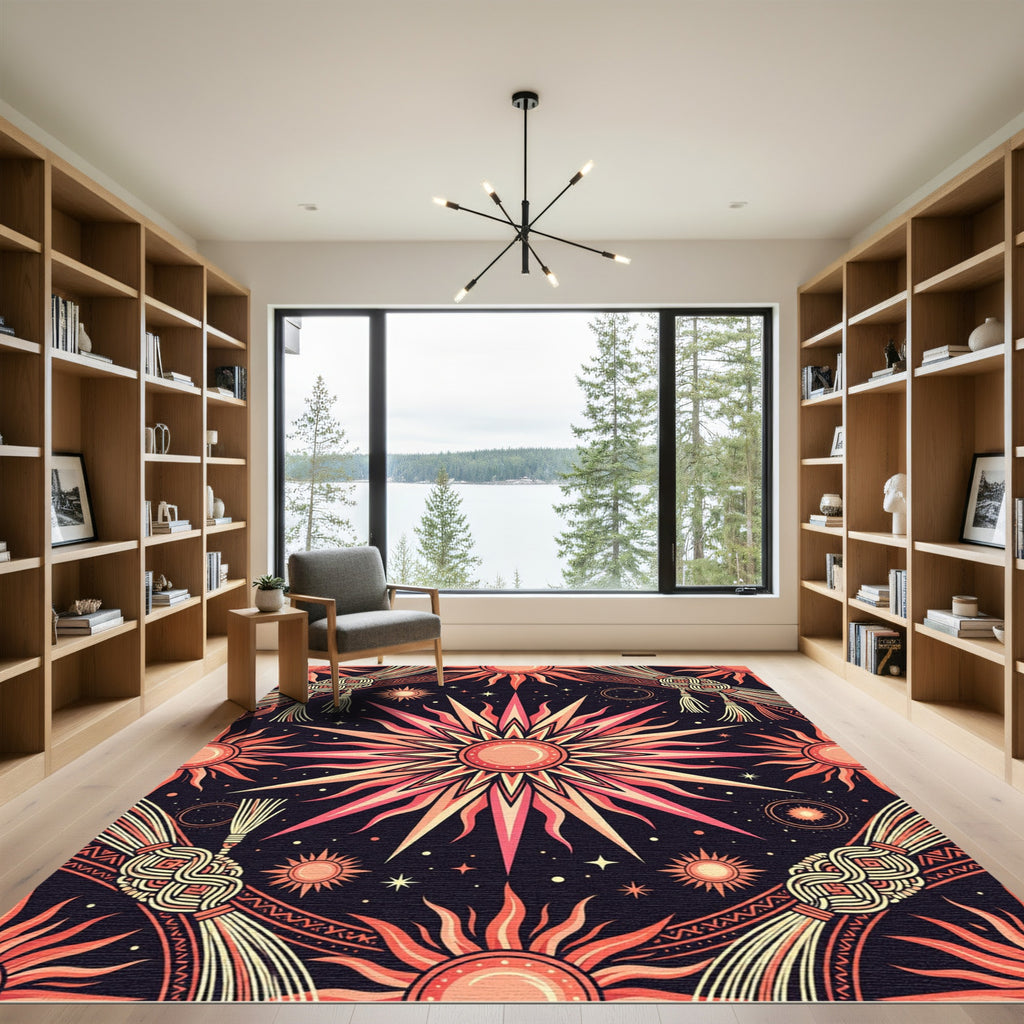 Celestial Sun and Starry Sky Rug