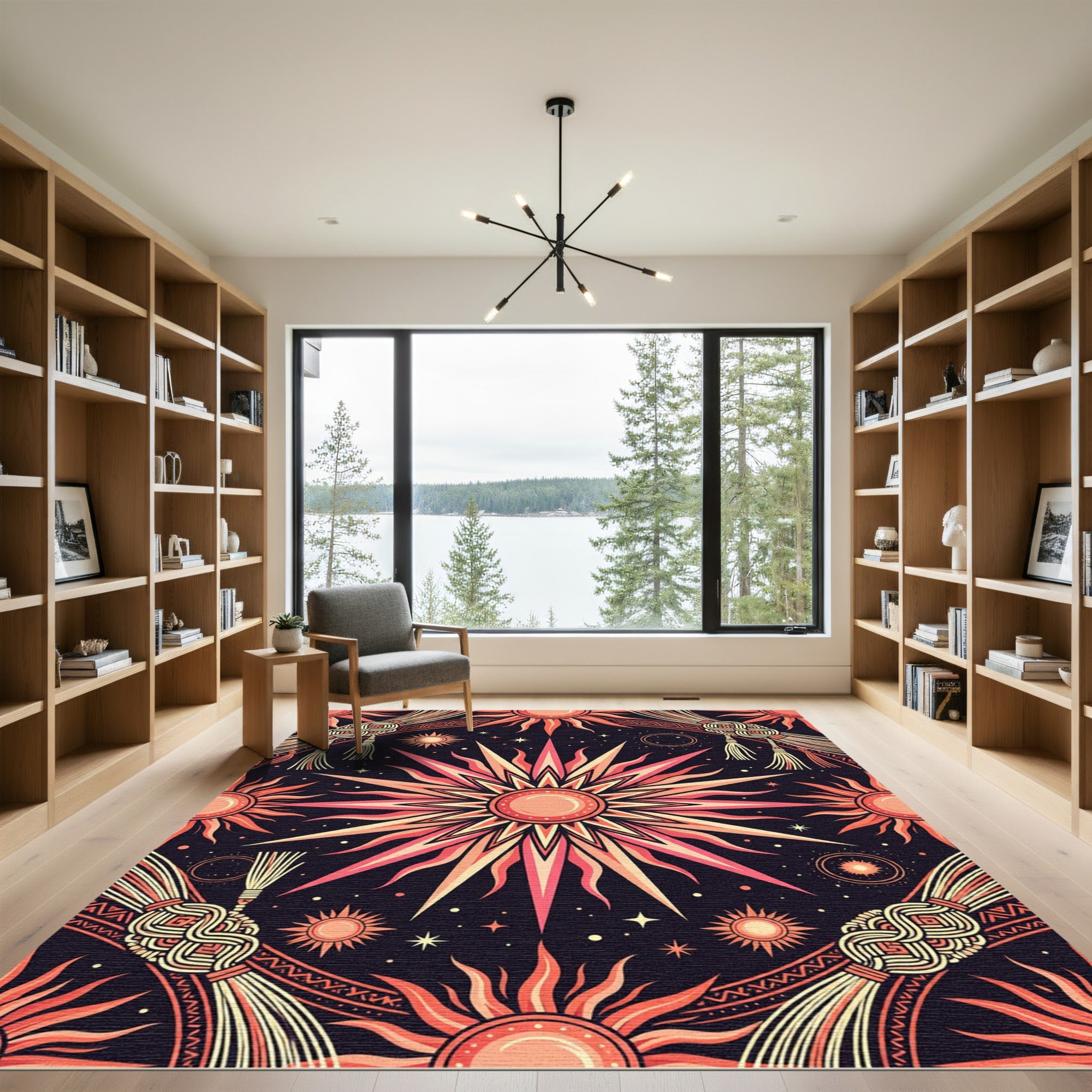 Celestial Sun and Starry Sky Rug