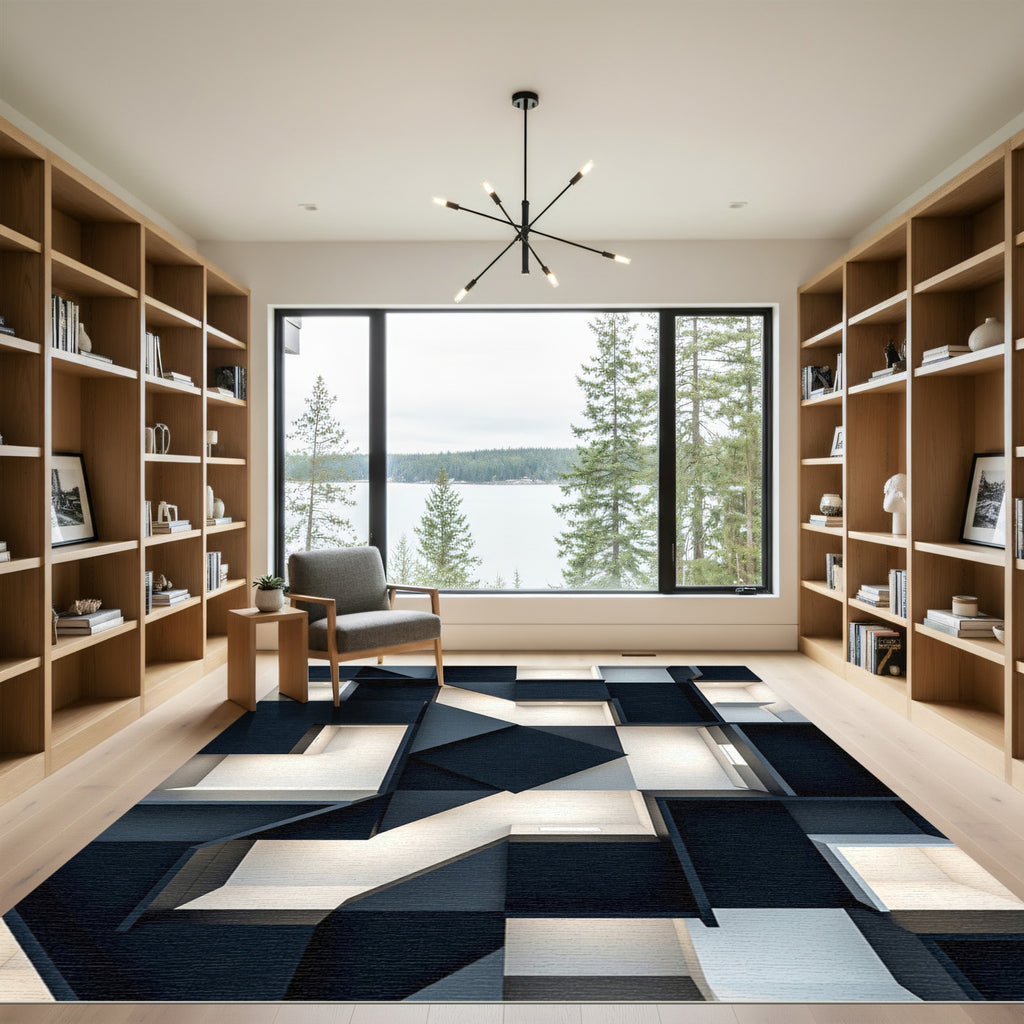 Deep Shadow Geometric Cubism Rug
