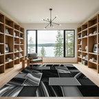 Monochrome Swirl Rectangular Collage Rug