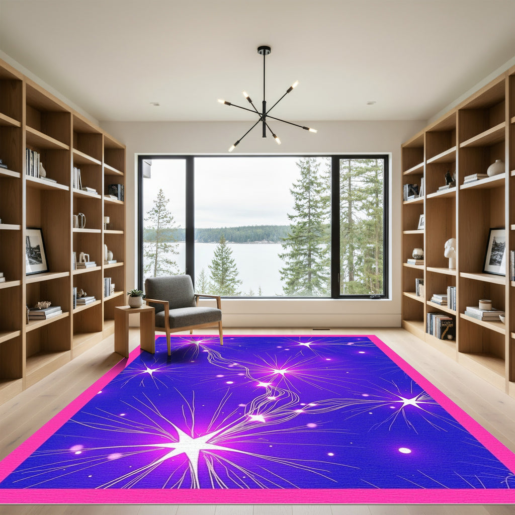 Cosmic White Starburst Purple Galaxy Rug