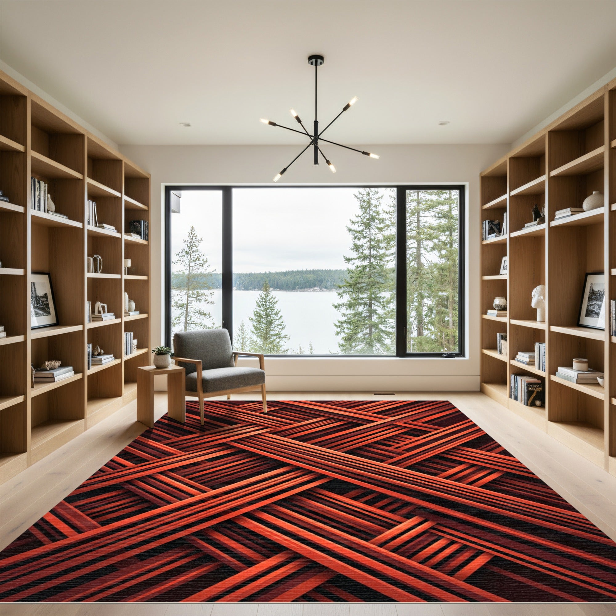 Sleek Copper Interwoven Linear Weave Rug