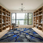 Cracked Gray Blue Lava Flow Rug