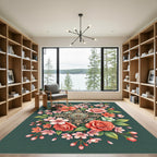Elegant Rose and Cherry Blossom Medallion Rug