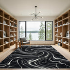 Monochromatic Swirl Marble Galaxy Rug