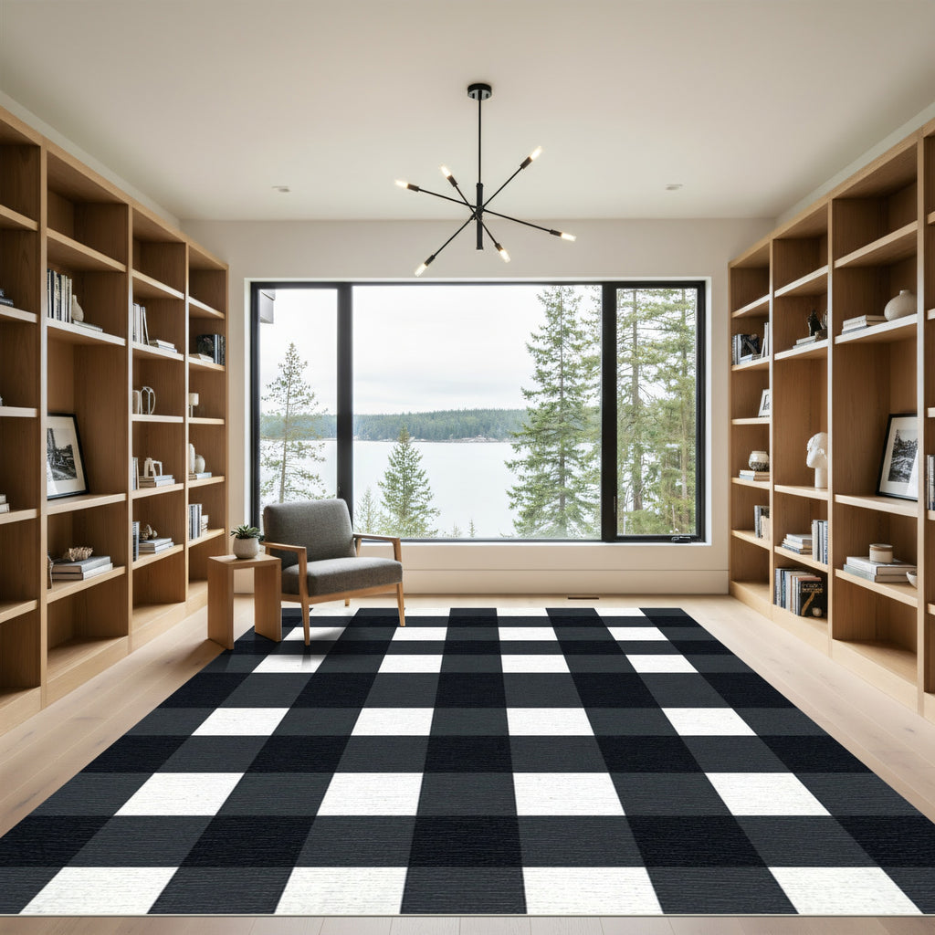 Monochromatic Buffalo Check Squares Rug