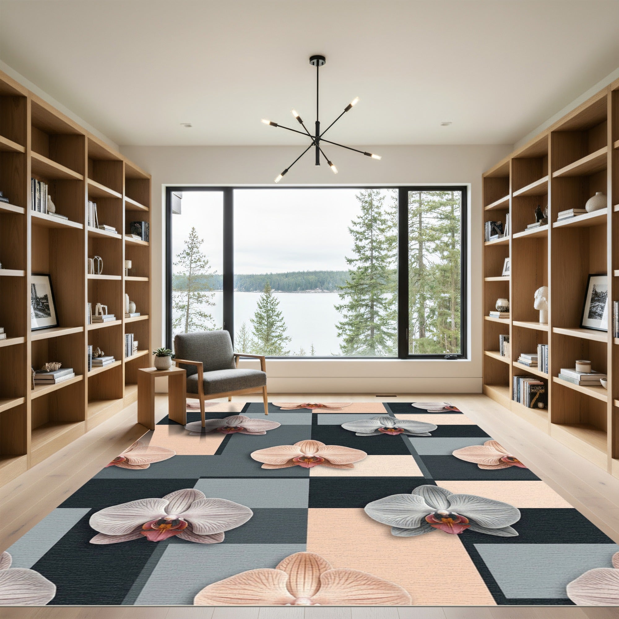 Orchid Bloom Geometric Pastel Rug