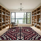 Geometric Maroon Ivory Tribal Art Rug