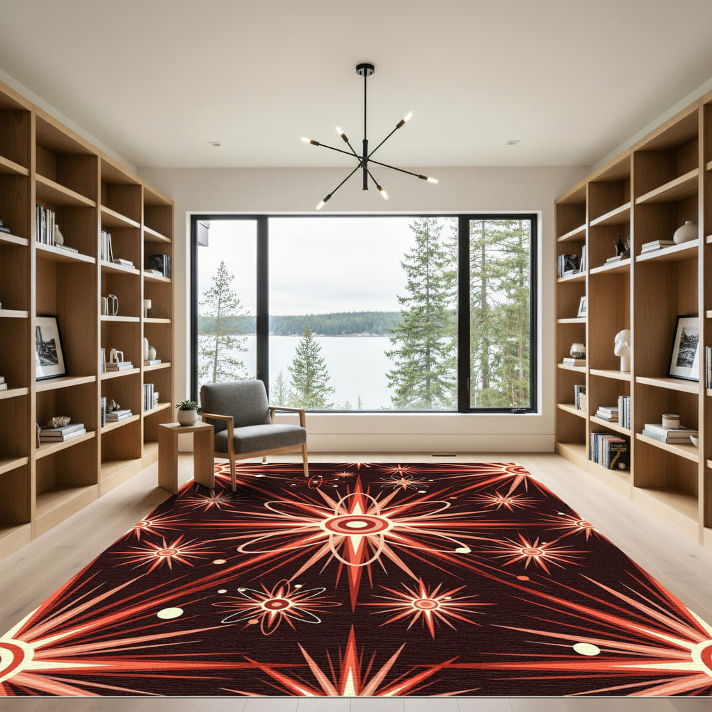 Retro Atomic Starburst Abstract Rug