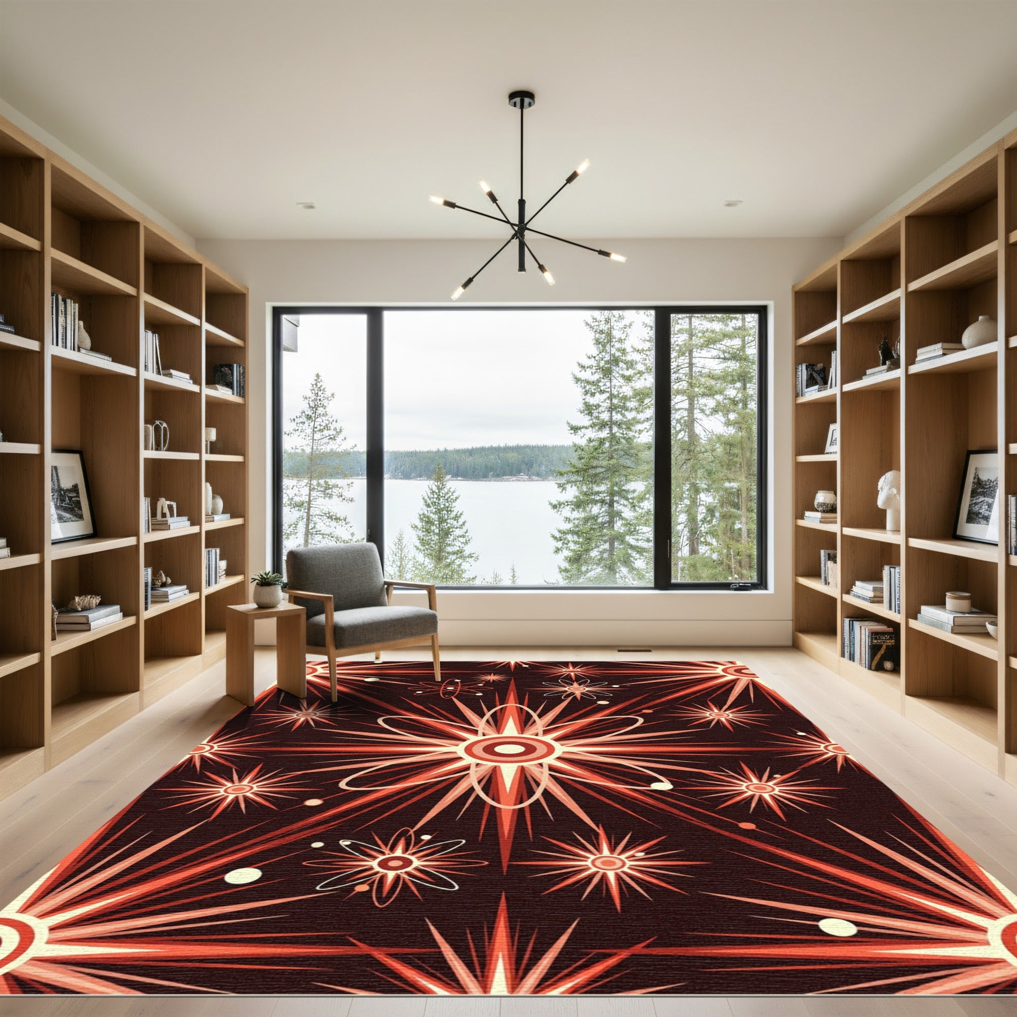 Retro Atomic Starburst Abstract Rug