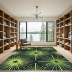 Lime Green Radiating Lines Abstract Rug
