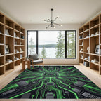 Neon Cybernetic Circuitry Glow Abstract Rug