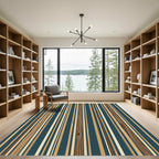 Teal Wood Grain Vertical Stripe Accent Rug
