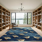 Coastal Sandpiper Shoreline Blue Accent Rug