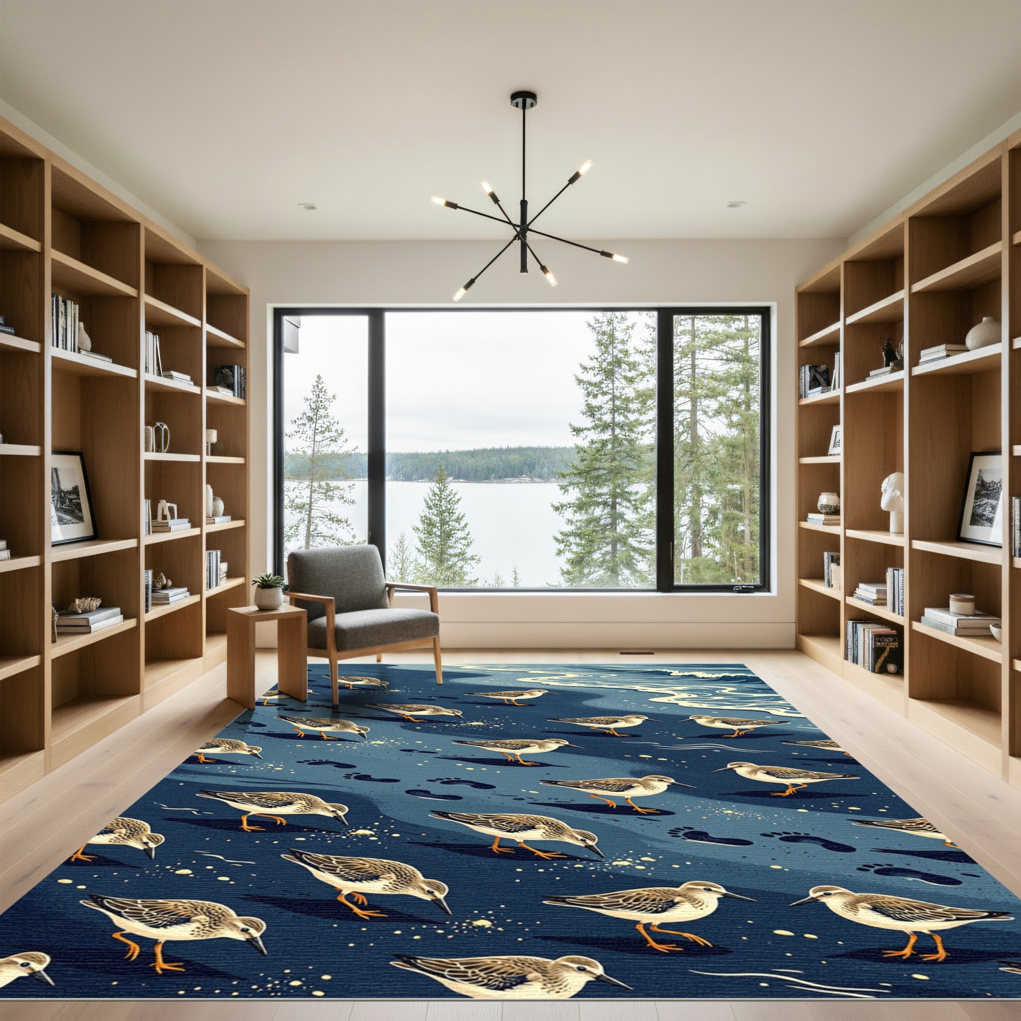 Coastal Sandpiper Shoreline Blue Accent Rug