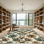 Soft Sage and Ochre Botanical Meadow Rug