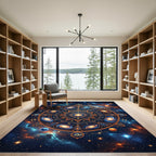 Cosmic Zodiac Galaxy Mandala Round Rug