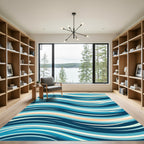 Coastal Blue Wavy Stripe Rug
