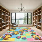 Cheerful Easter Chicks and Pastel Eggs Rug