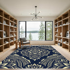 Navy And Gold Mandala Floral Rug