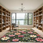 Blushing Cosmos Floral Meadow Area Rug