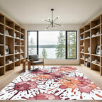 Abstract Crimson and Peach Ink Splash Rug
