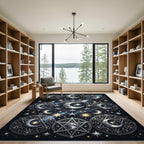 Celestial Silver Moon and Star Medallion Rug