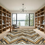 Neutral Herringbone Chevron Woven Texture Rug