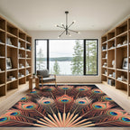Coral Peacock Feather Fan Abstraction Rug