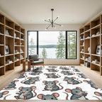 Cute Gray Mouse Illustration Repeat Rug