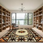 Brown Beige Geometric Starburst Array Rug