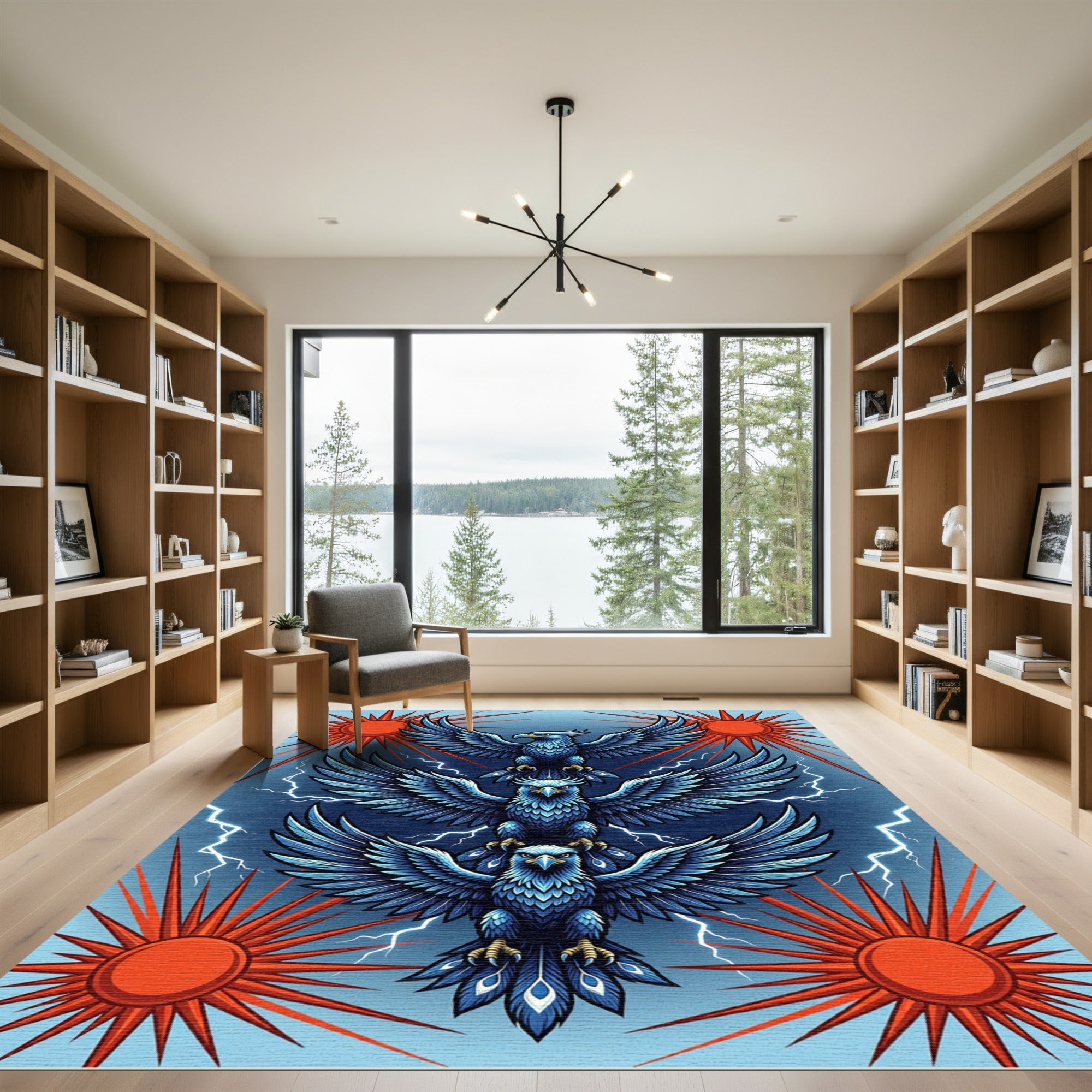 Mythical Blue Eagles Radiant Sun Rug