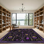 Purple Yellow Owl Whimsical Folk Art Rug