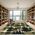 Earthy Forest Pine Plaid Landscape Rug