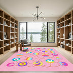 Pink Rainbow Letter Circles Connection Rug
