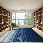 Deep Blue Ombre Vertical Stripe Rug