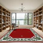 Crimson Green Floral Border Medallion Rug