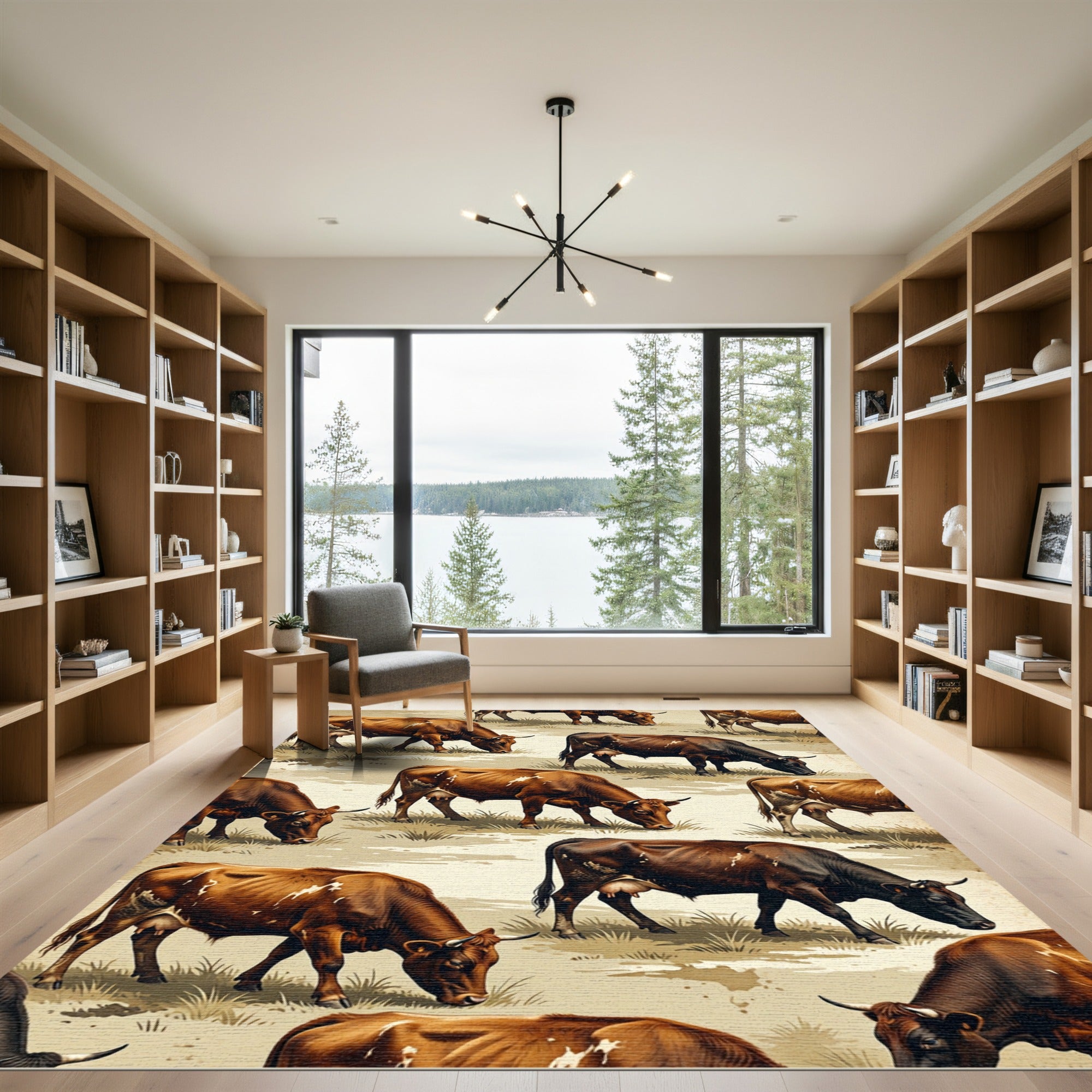 Rustic Brown Grazing Cattle Herd Rug