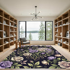 Elegant Floral Heart with Purple Roses Rug